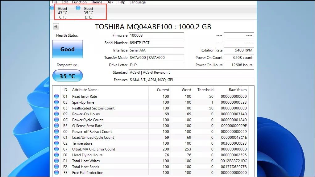 بررسی دمای ssd در ویندوز 11