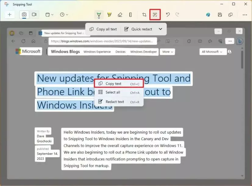  استخراج متن از تصاویر با استفاده از Snipping Tool