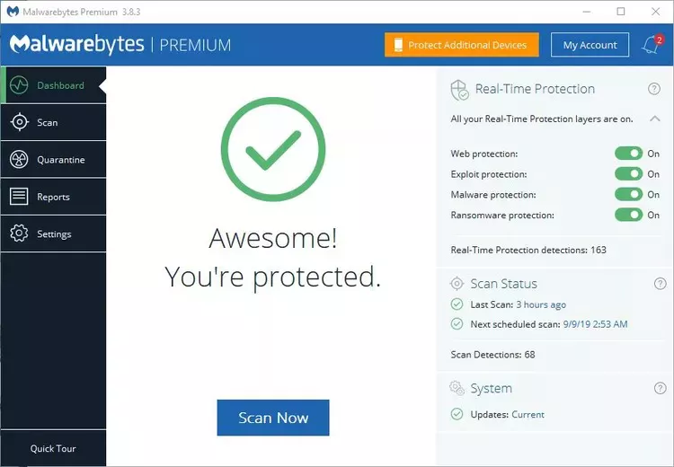 پاک سازی بد افزار  Malwarebytes 