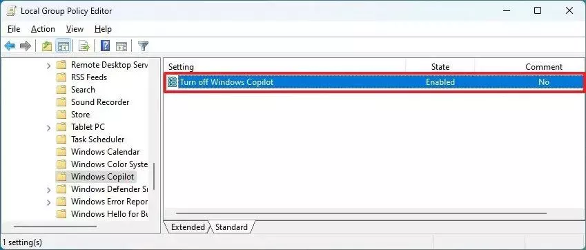 روی Turn off Windows Copilot دوبار کلیک نمایید.